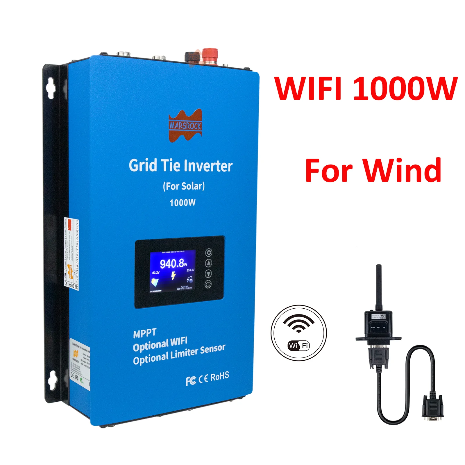 1000W Inverter Di Energia Eolica Grid Tie Mppt Microinverter Limitatore Sensore Di Corrente 24V/48V Ac Convertitore A Onda Sinusoidale Pura Wifi Opzio