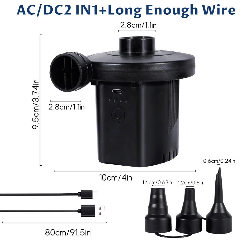 2000mAh Portable Air Pump USB Rechargeable Wireless Electric Pump To Inflate Deflate for Pool Floats Air Bed Vacuum Storage Bags