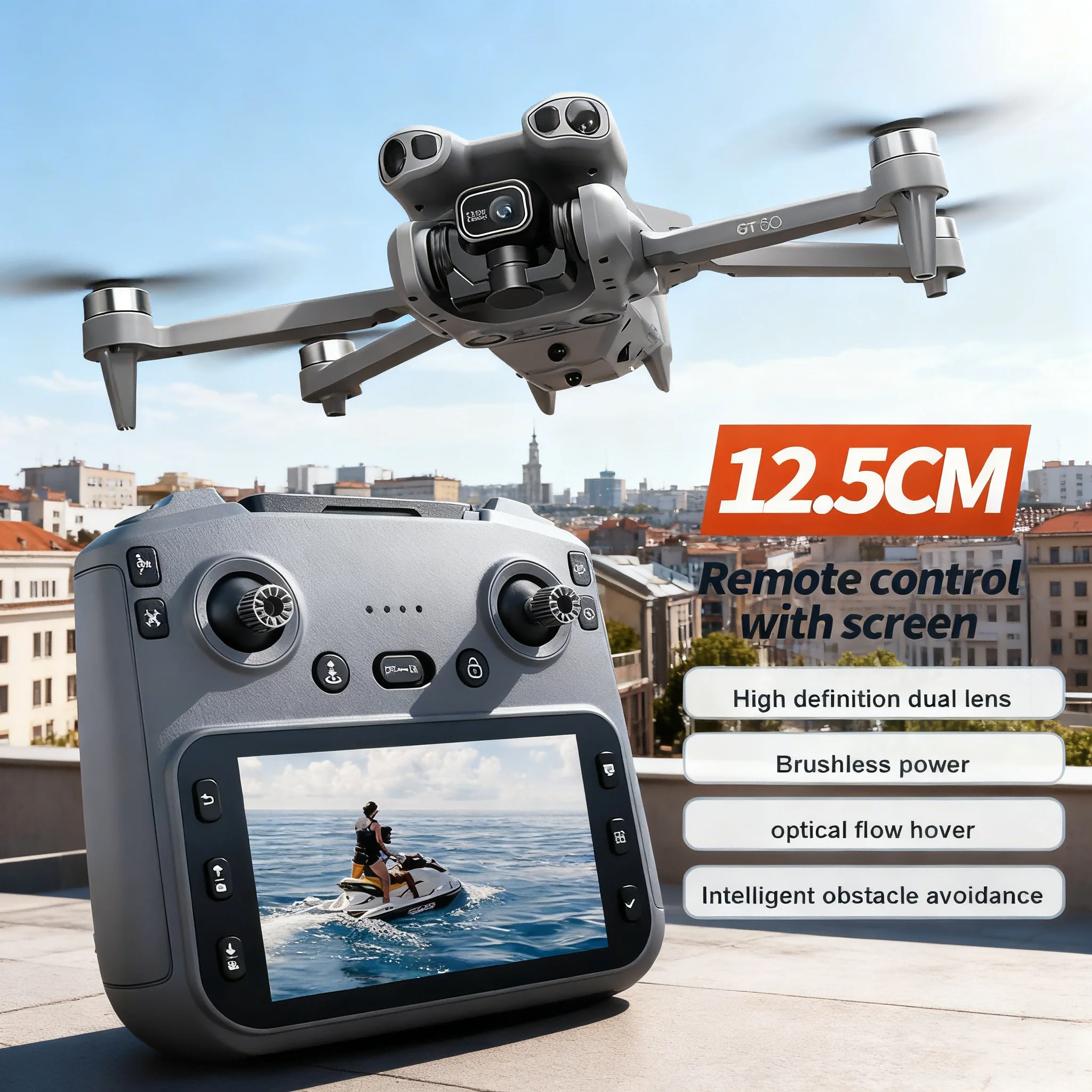 Drone GT50 Noir 4K HD Caméra GPS Retour d'Image WiFi