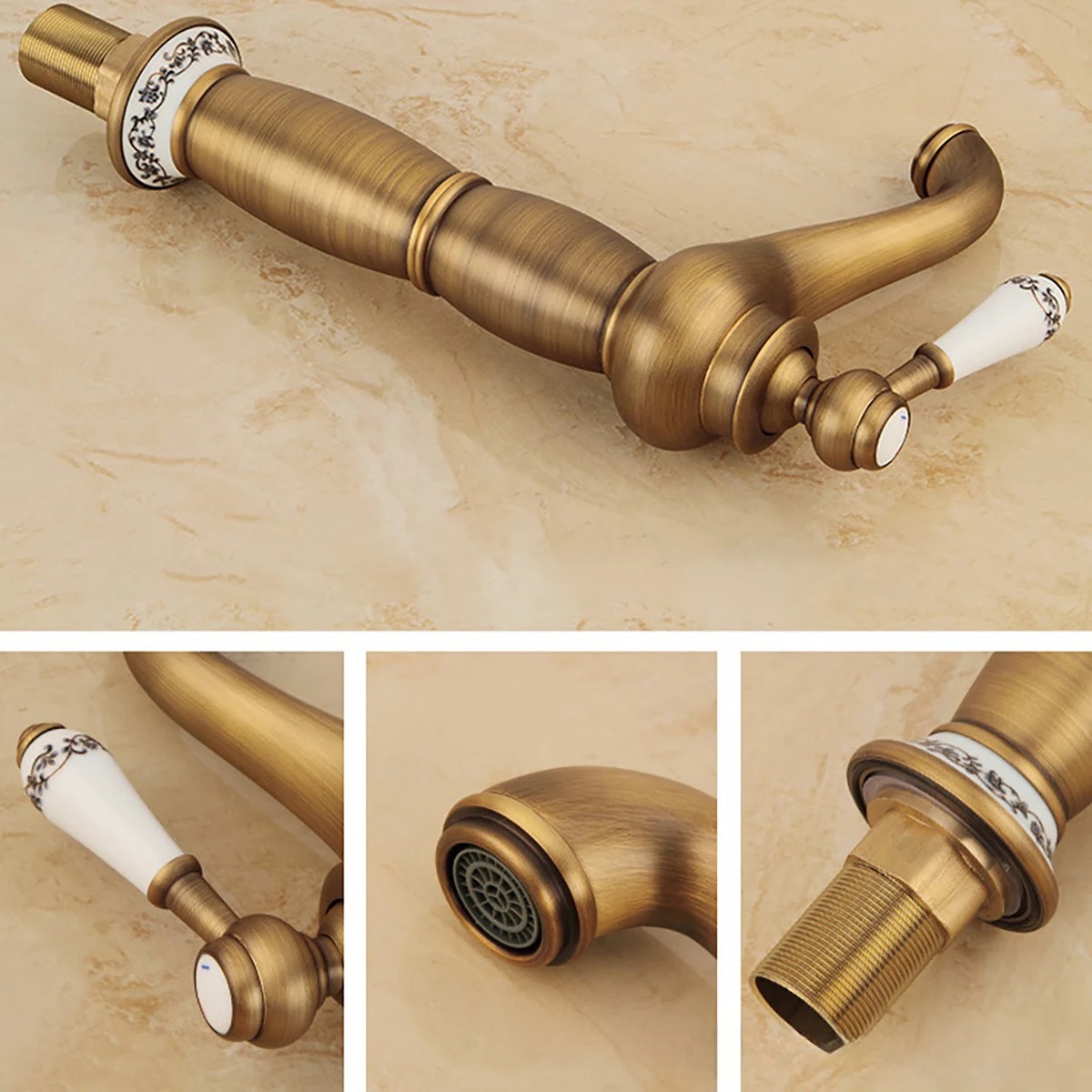 Vintage copper basin faucet modern single hole bathroom sink faucet tall and short two styles bathroom basin faucet Without pipe