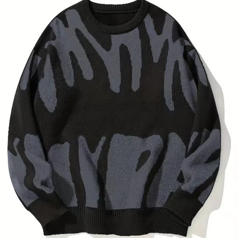 Mens Women Autumn Winter Couple Pullover Mens Retro Lazy Loose Trendy Knitted Sweater High Street Hip Hop Long Sleeve Knittwear 3