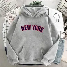 

New York Letter Sweatshirt Gothic Punk Plus Size Vintage Fashion Loose Harajuku Fun Female Ulzzang Long Sleeve Hooded Sweatshirt