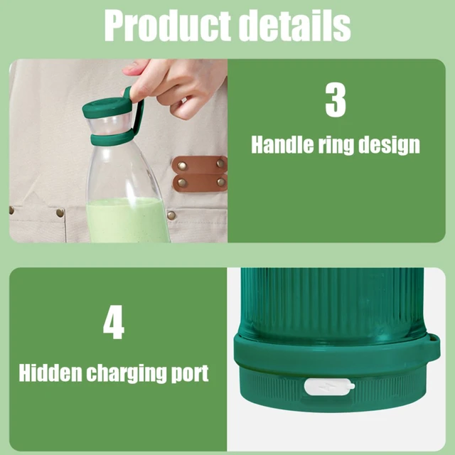 Portable Blender 1200mAh USB Rechargeable 350ml Mini Juicer Blender Smoothie Blender for Travel Sports Kitchen - Image 6