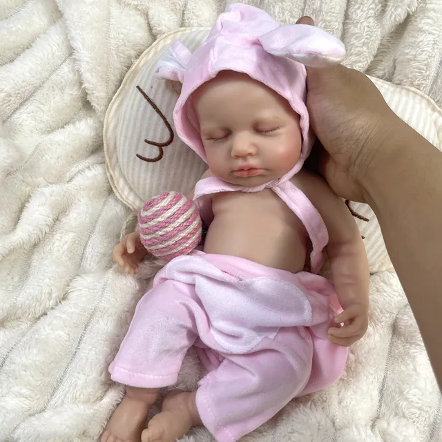 Mini 33CM LouLou Girl Full Solid Silicone Reborn Baby Doll Washable Body Finished Painted Silicone Body Birthday Christmas Gift 2