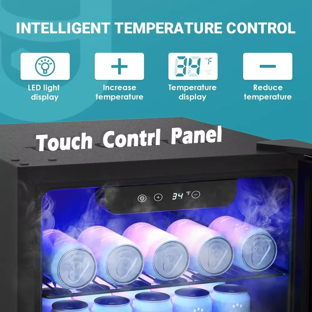Beverage Refrigerator and Cooler, 126 Can Mini Fridge with Glass Door, Small Refrigerator with Adjustable Shelves 3