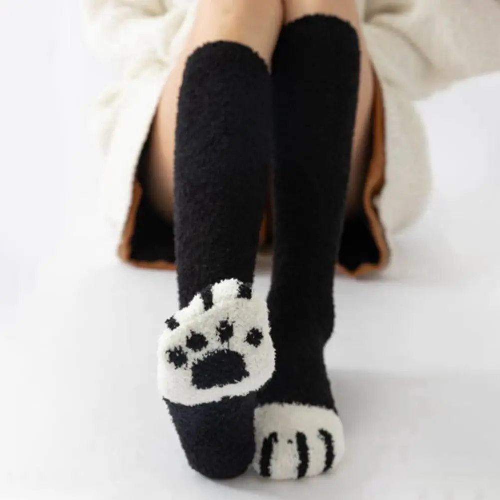 Katzenpfoten-Wintersocken Kälteresistente Warme Plüschsocken Überkniestrümpfe mit Plüsch & Dicken Wadensocken Tiermuster Warme Socken – Detail 7