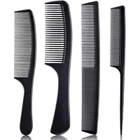 4 Pieces Combs for Women and Man, Premium Black Carbon Fiber Hair Comb Set for Teasing and Parting, Combs for Hair Stylists. 1