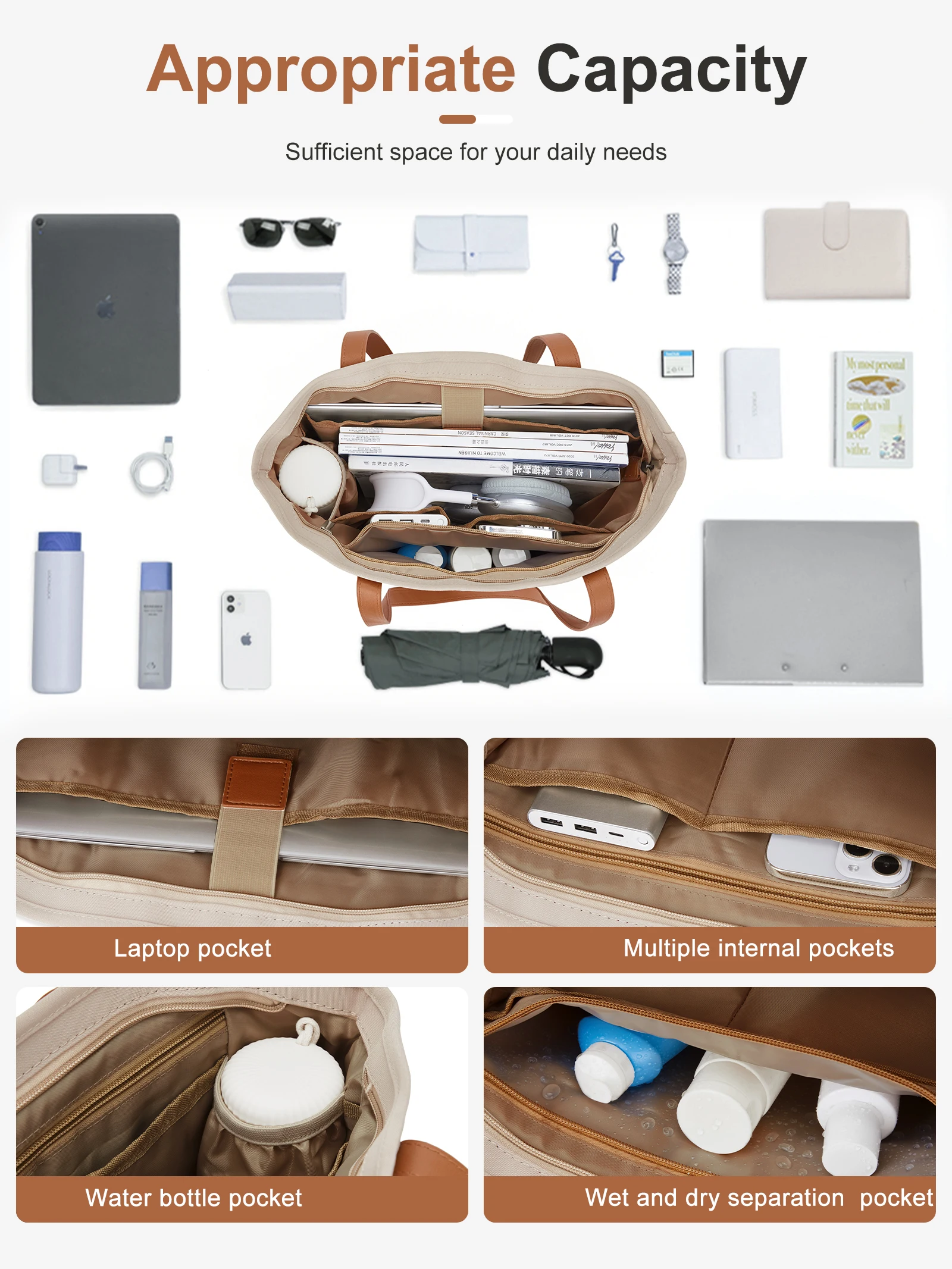 Fresh Sweet Girl Women Handbag Fashionable High end tote bag Laptop Shoulder Bag Leisure Shopping Commuter Women's Underarm Bag