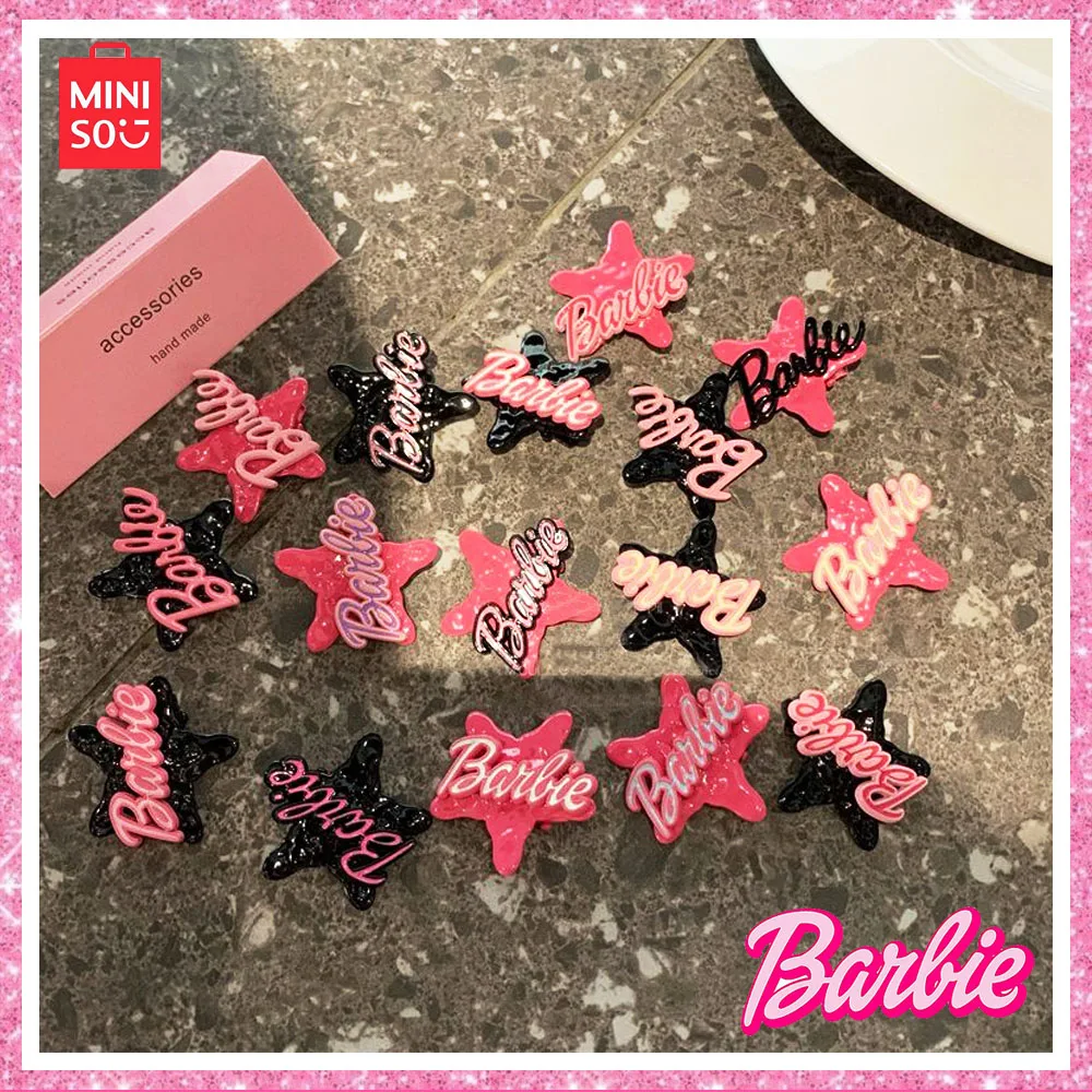 Miniso Barbie Sweet Hairpin Fashion Letters Small Cool Spice Girl Cute Gift Accessori Hair Side Bang Clips Stelle A Cinque Punte