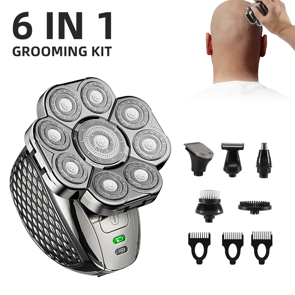 Kits de Barbear Elétricos Recarregáveis para Homens em Kit de Higiene Corporal Facial Aparador de Barba Máquina de Barbear Careca