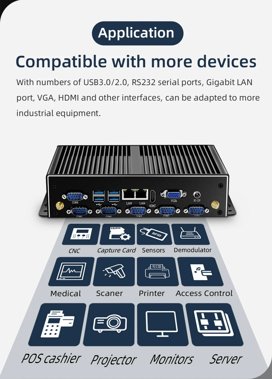 Fanless Industrial Mini PC: Intel Core i7 4600U, Dual Ethernet, HDMI, VGA, 8xUSB, Windows/Linux Description Image.This Product Can Be Found With The Tag Names Barebone Mini PC, Computer Office, Mini pc