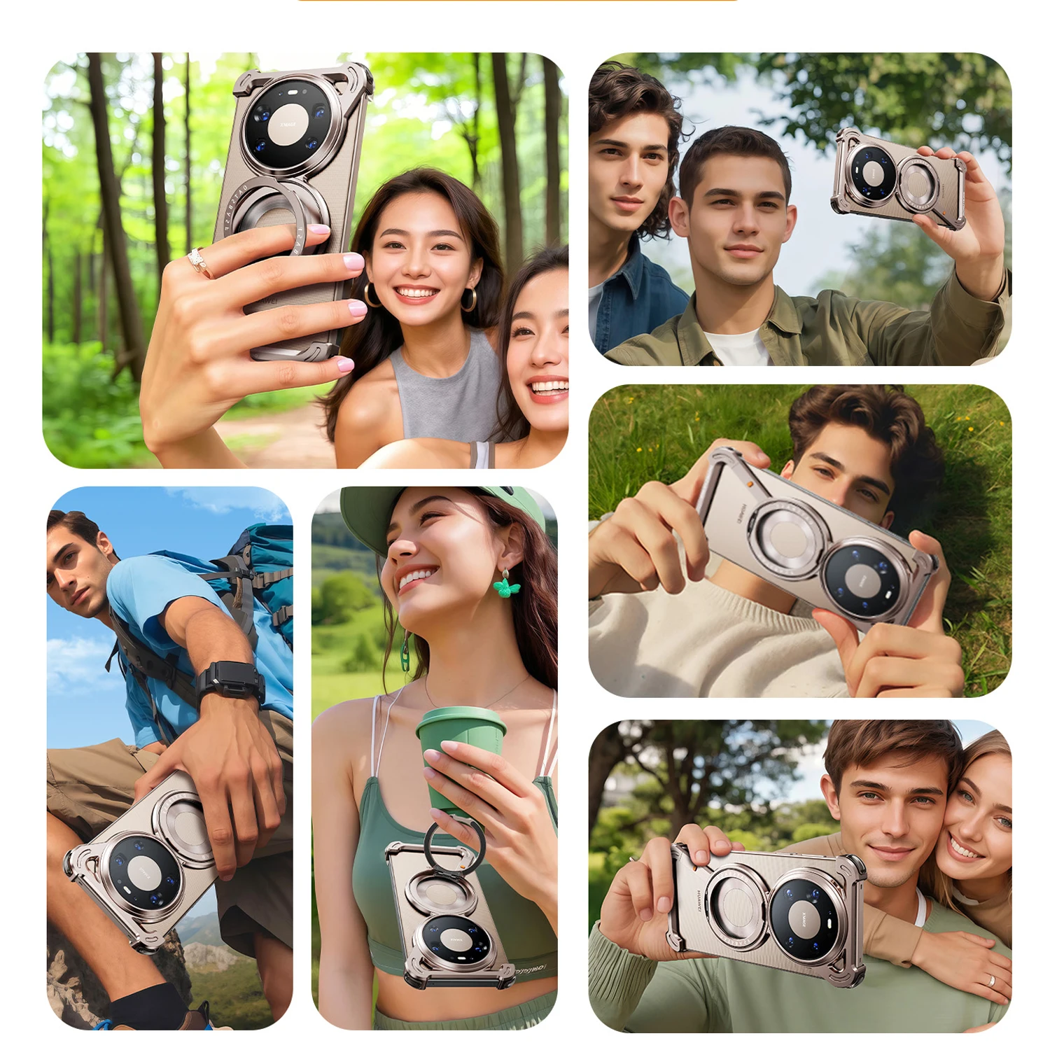 Eary Metal Phone Case with 360° Rotating Magnetic Kickstand and Shockproof Protection