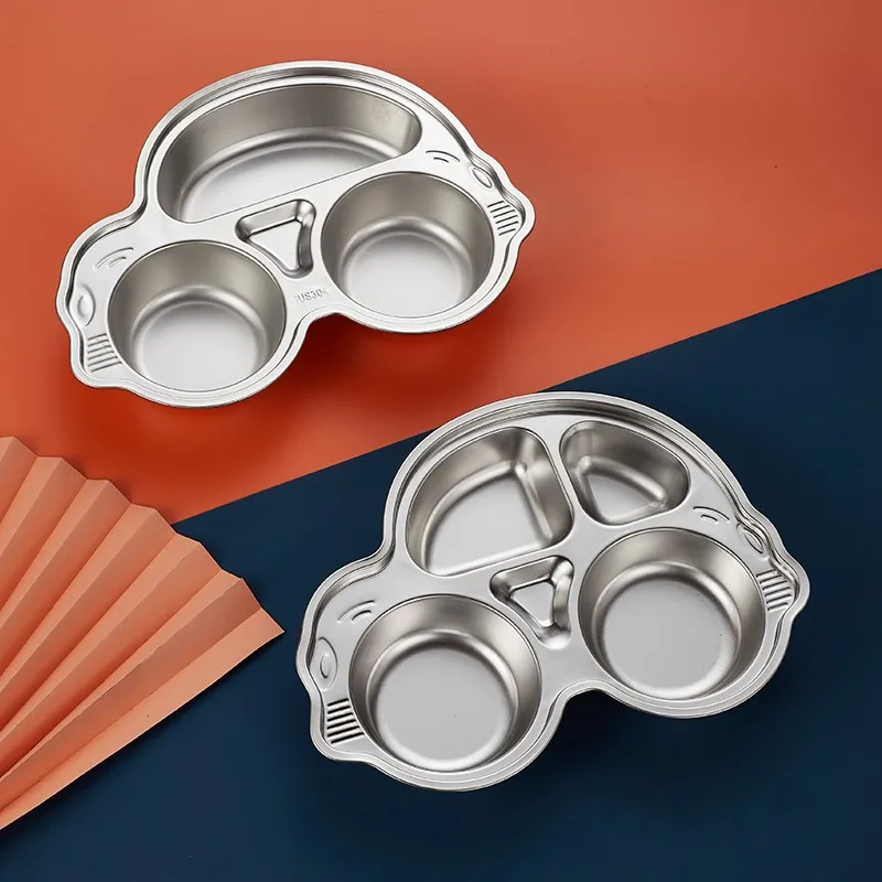 Aixiangru-Stainless Steel Plate for Children,Canteen Divided Plate,3Grid,5Grid Dinner Plates,Dinnerware Set, Dinner Tableware