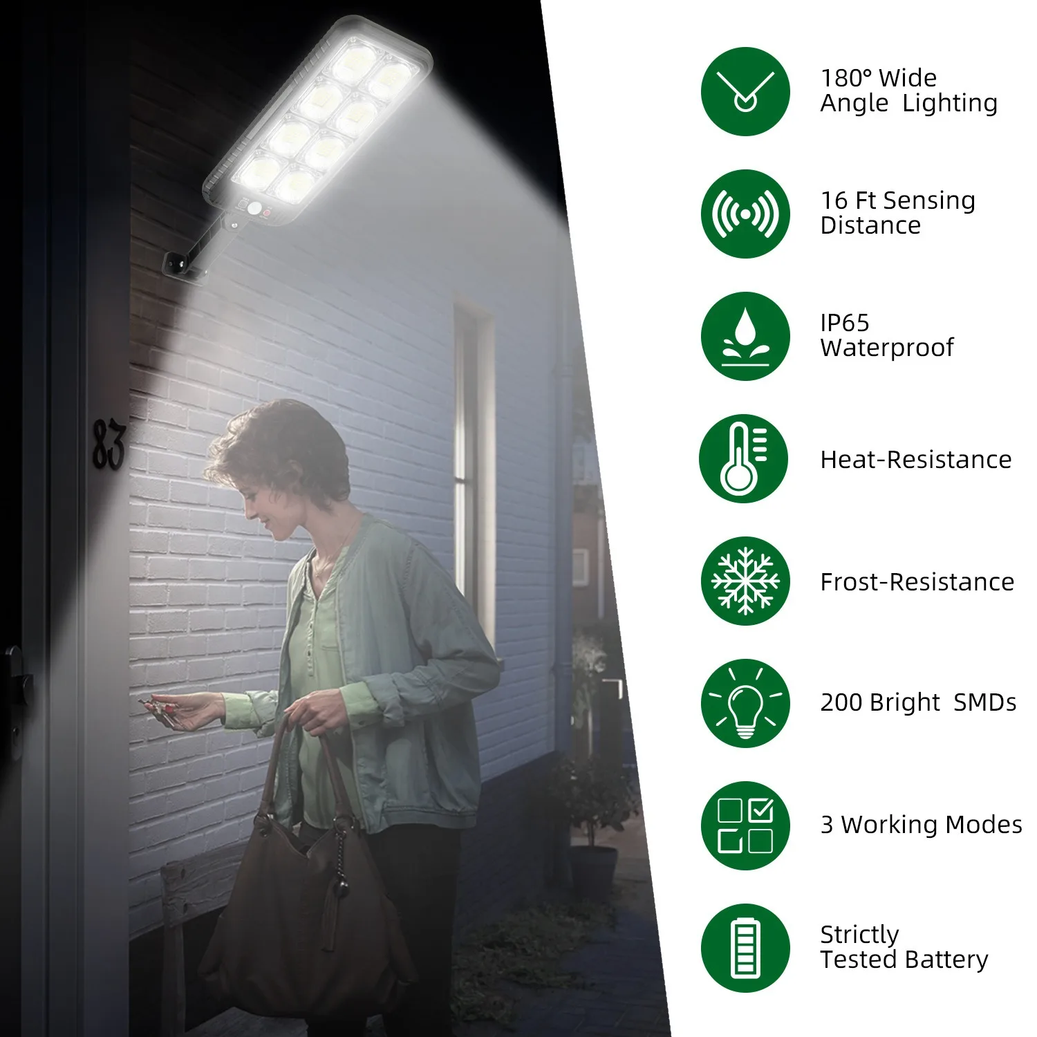 Solar Lights Outdoor Waterproof 200 LED Flood Lights Motion Sensor with Remote 3 Modes Street Lamp for Yard Garden Path