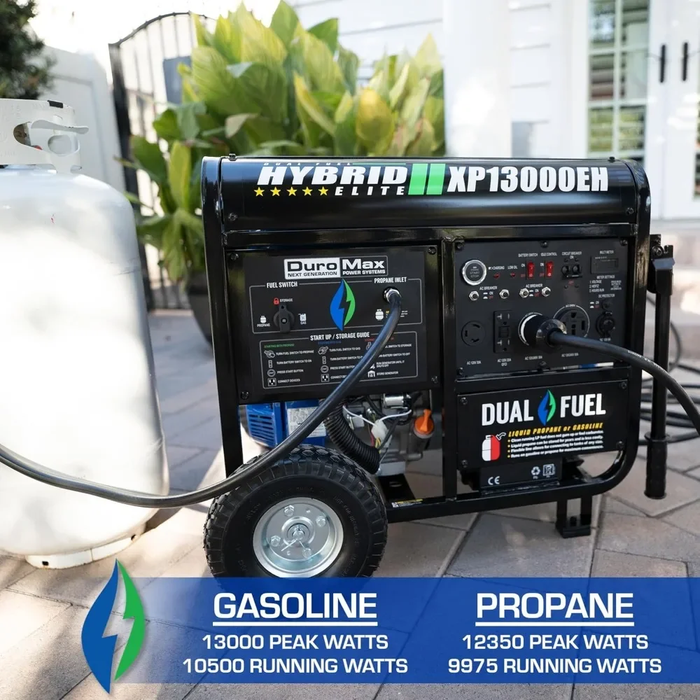 XP13000EH Dual Fuel Portable Generator 13000 Watt Gas or Propane Powered Electric Start Home Back Up