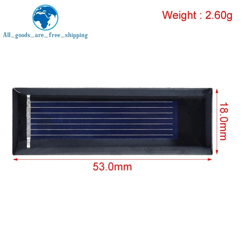 TZT 1/5/10pcs 0.5V 100mA 0.08W 53*18MM 태양 전지 패널 에폭시 다결정 DIY 배터리 전원 충전기 미니 태양 전지 핫 세일