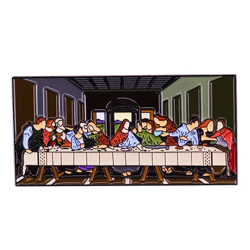 Ultima Cena Art Painting Spille Ispirate Accessori Decorativi Di Moda Spille Per Le Donne Leonardo Da Vinci Spille Smaltate