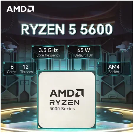 AMD Ryzen 5 5600 데스크탑 CPU 프로세서 6코어 12스레드 3.5GHz AM4 소켓 65W 게이밍용 박스 없음
