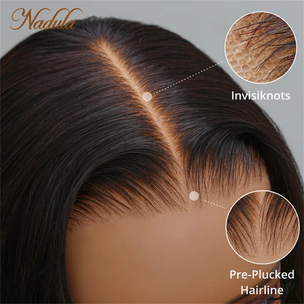 Nadula Hair-peluca con cierre de encaje precortado, pelo recto sin brillo, línea de pelo prearrancada, nudos blanqueados, 7x5