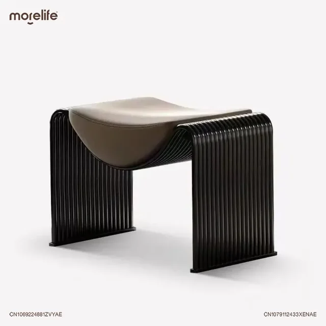 Poggiapiedi per corridoio italiano Panca per trucco ottomana Sgabelli per ospiti di design in acciaio inossidabile Sgabello per cambio scarpe Mobili FS+ 4