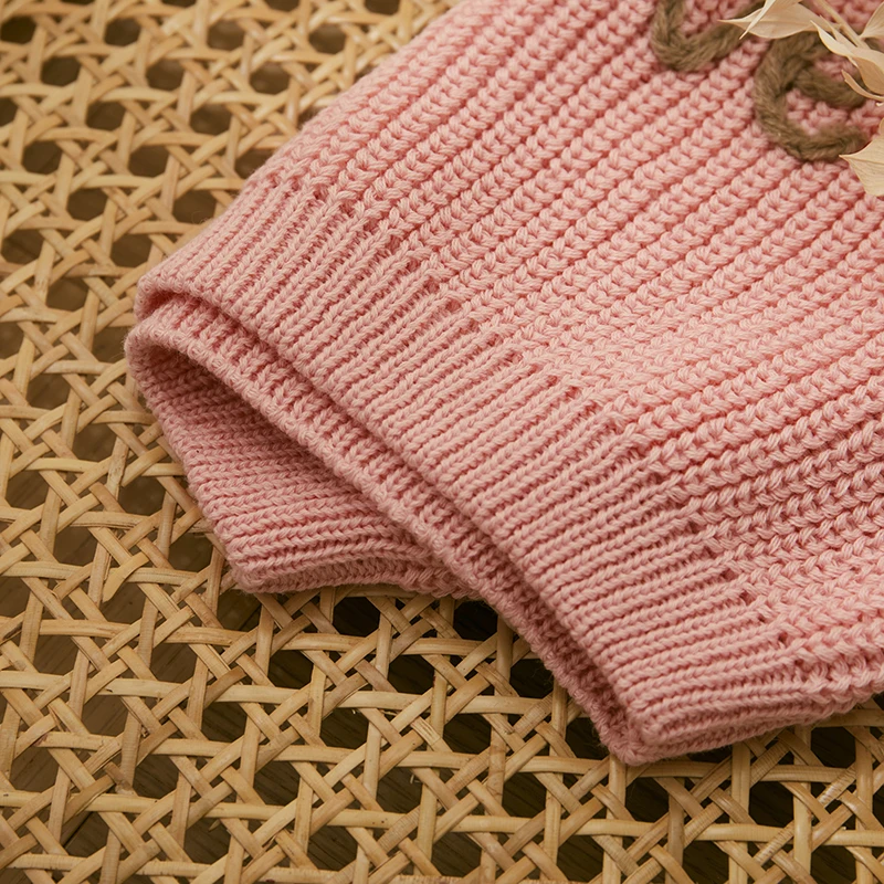 Autumn New Baby Boys Girls Knit Sweater Long Sleeve Crew Neck Letters Winter Warm Crochet Infant Pullover