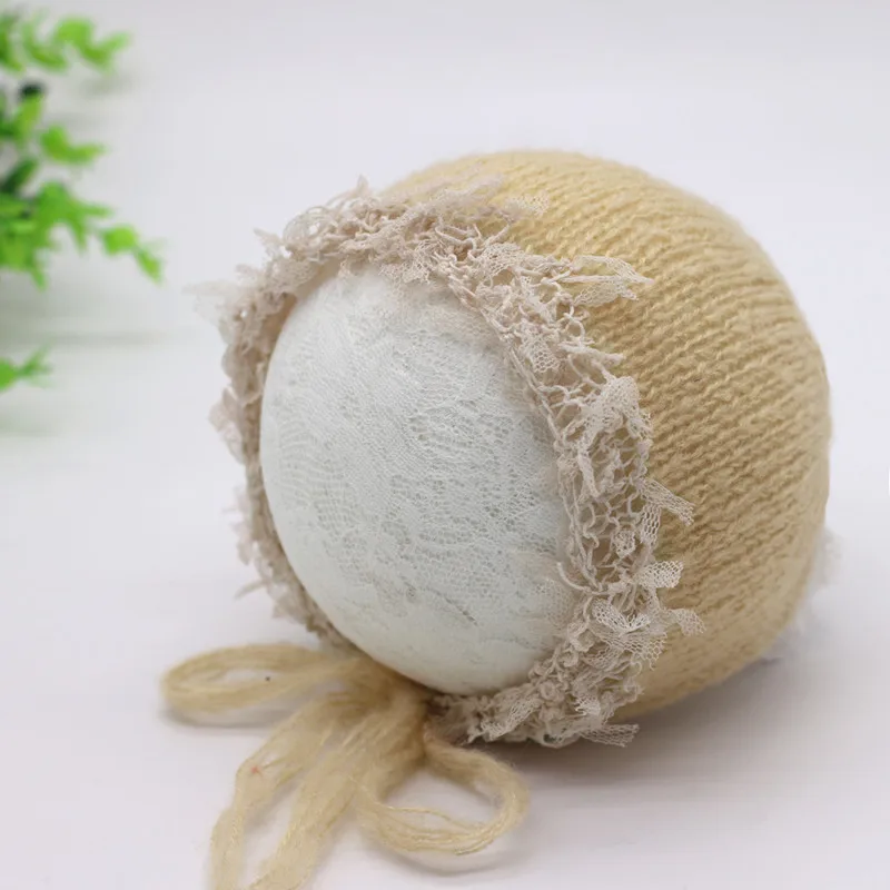 New style newborn photo hat feather edge mohair photo studio baby photo modeling handmade hat 4