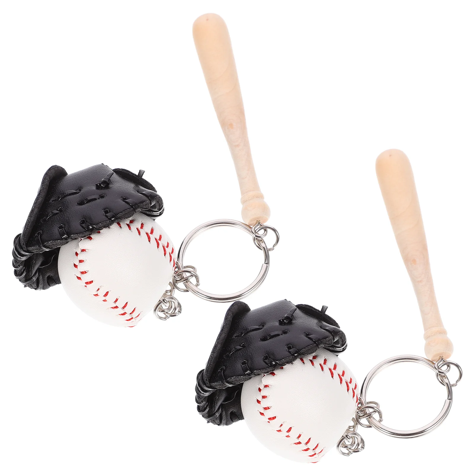 2 Pcs Baseball Bat Pendant Keychains for Women Sports Ring Backpack Accessories Miss