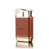 HONEST Upscale Genuine Leather Metal Gas Cigar Lighter Oblique Out Open Flame Pipe Dedicated Cigarette Lighter Men's Gift 6