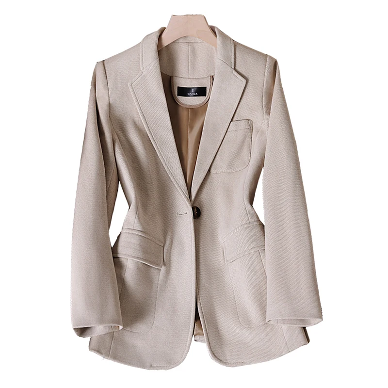 Women Blazer Jacquard Single Button Tweed White and Black Fashion Casual Career Jacket  Wear for Office Ladies Elgent  Autumn