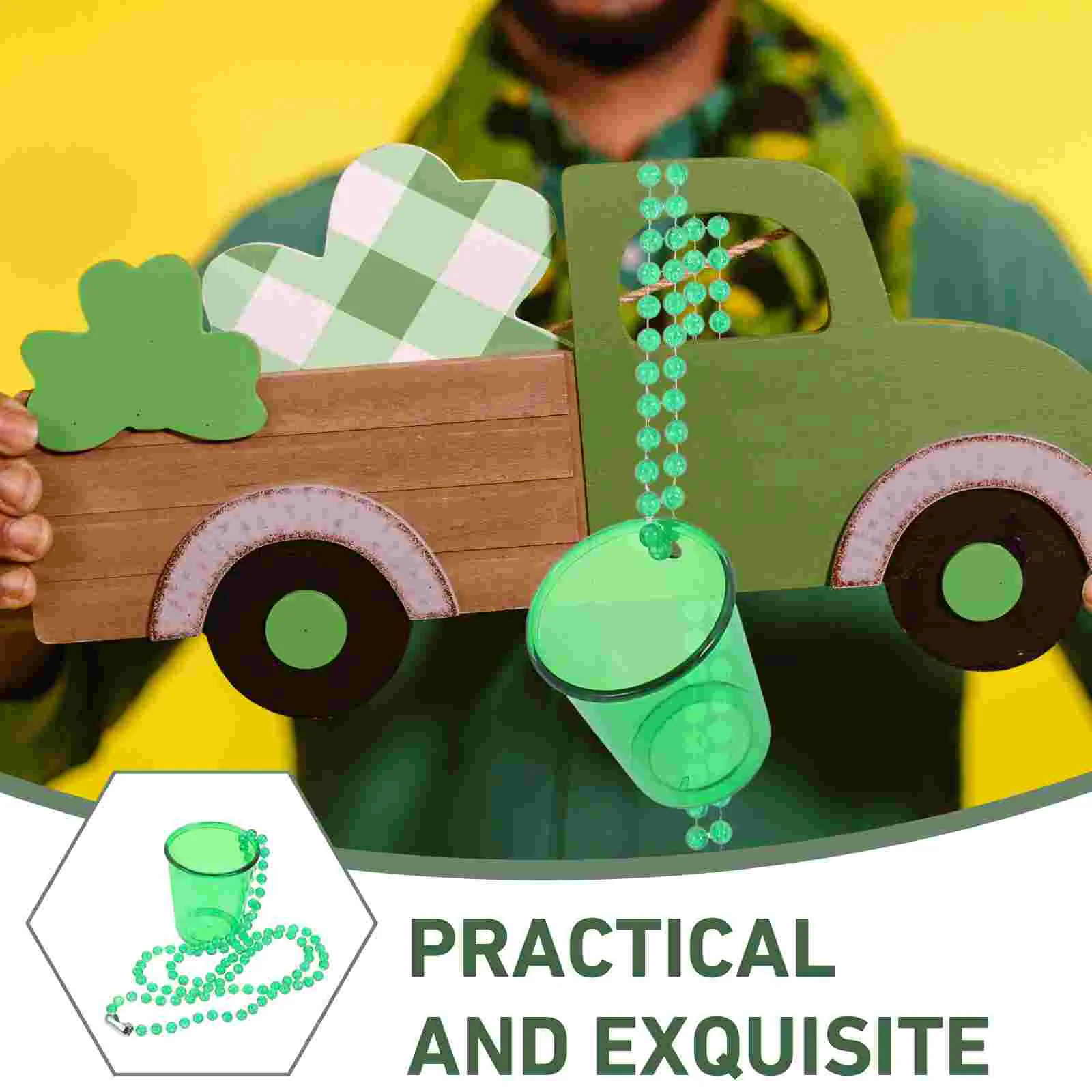 6 Pcs Glass Necklace Beer Cactus Shot Glassesnecklaces Bead Christmas Green Irish Accessories Bulk Beaded Mug Plastic 6