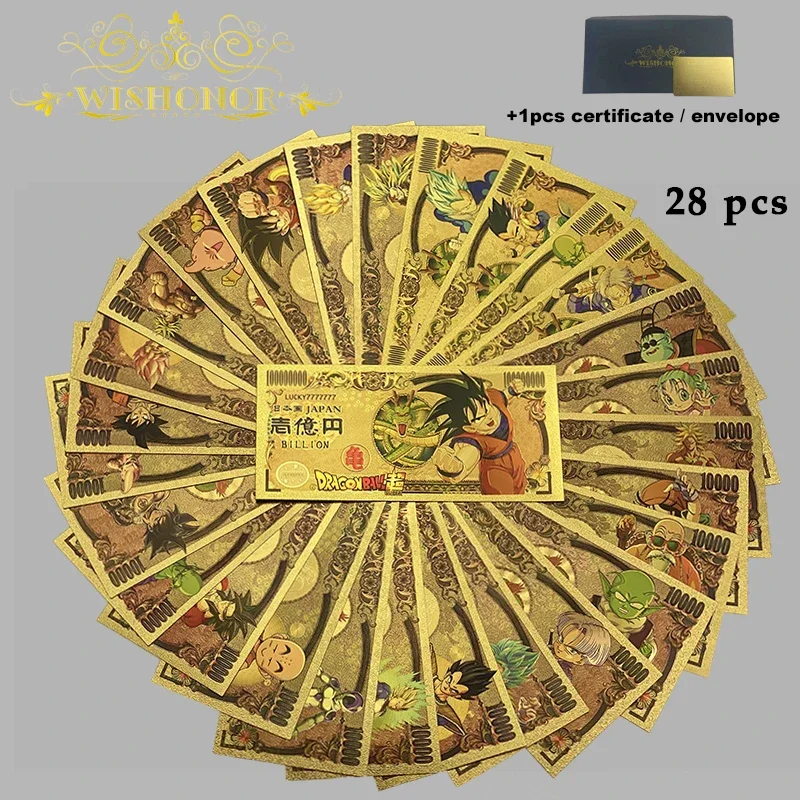 Anime Banknotes 36 Type Japan Cartoon Sailor Moon in 24k Gold Plated For Collection