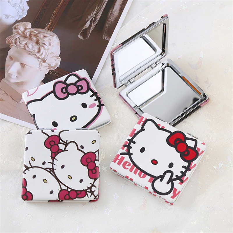 

Hello Kitty Sanrio Mirror Portable Folding Mirror Anime Cinnamoroll Kuromi My Melody Double Sided Pattern Makeup Girl Gift