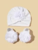 2pcs Newborn Baby Hat Set Spring Baby Girl Boy Turban Hat With Socks Flower Infant Beanies Cap Girl Headwraps Accessories 1