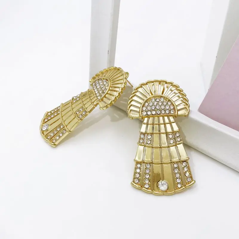 New Jewelry Set For women Wide Bangle Big Drop Earrings 18K Gold Plated Necklace And Ring Luxury Design For Wedding Party