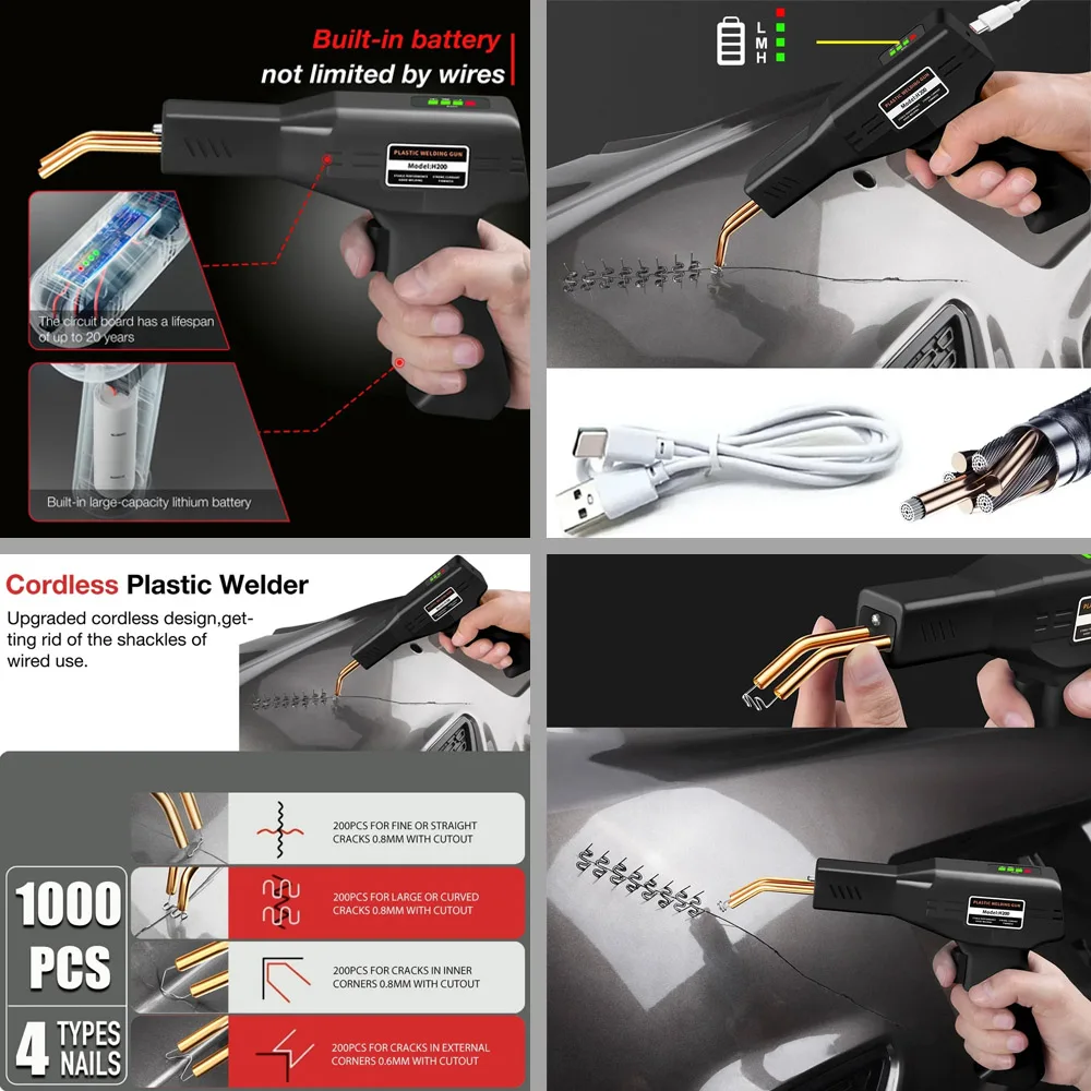 YaSaLy 1000Pcs Stapler Staples Car Bumper Welding Nail Easy To Use Repair Kit Stainless Steel Material Universal Fitment