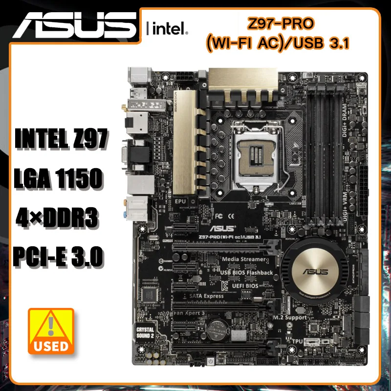 Medfølelse efterklang springe Lga 1150 Motherboard Asus Z97-pro(wi-fi Ac)/usb 3.1 Lga 1150 Ddr3  Motherboard Intel Z97 Sata 3 Pcie 3.0 Micro Atx For I3-4370 - Motherboards  - AliExpress