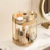 360° Rotating Makeup Organizer, 2 Tiers, High Capacity Cosmetic & Skincare Storage for Vanity, Dresser, Bathroom (Clear White) 6