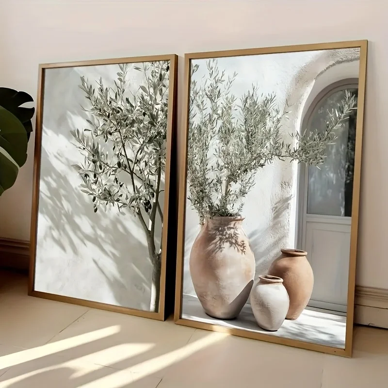 Retro Elegant Olive Tree and Lemon Canvas Poster Vase Wall Art Poster Perfect Gift for Living Room Bedroom Dormitory Home Decor 5