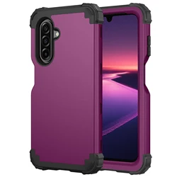 Heavy Duty 3 - in - 1 Armor Phone Case - Silicone Plastic Cover - A14 4G or A14 5G (Purple)