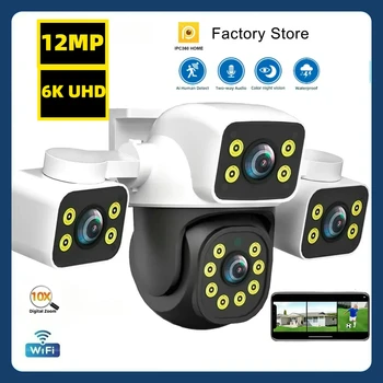 IPC360 Home 6K UHD Outdoor WiFi IP Camera 12MP Triple Lens with AI Human Detection 4K Auto Tracking for CCTV Security Monitoring 1