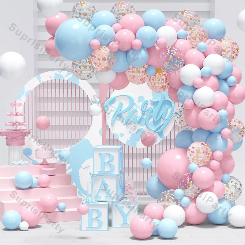 

Pink Blue Balloons Garland Arch Kit With Confetti Ballon Set For Boys Girls Gender Reveal Decoration Birthday Party Decor Globos