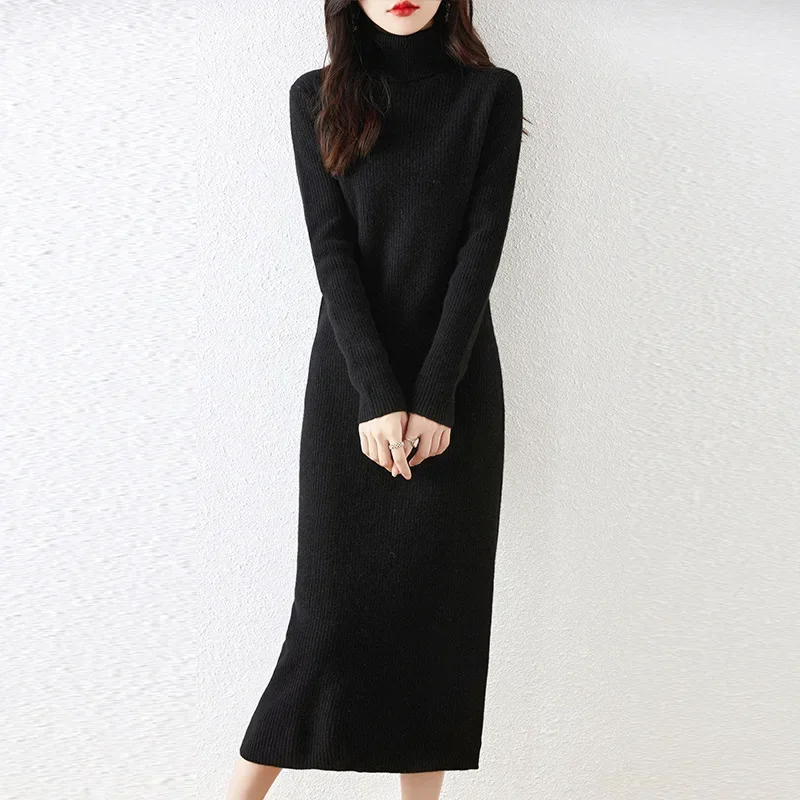 Long Wool Dress Fall/Winter 2025 New Women's Gentle Wind Slim Look Thin  Gentle Style Sweater Dress - AliExpress 200000345