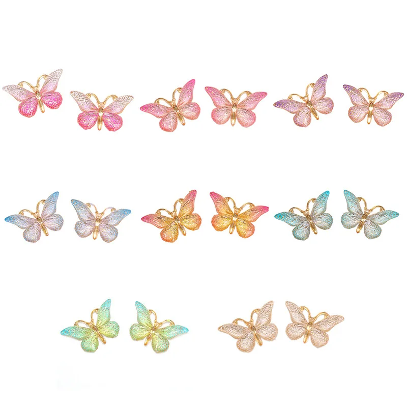 10Pcs Schmetterling Harz Charms Tier Tropfen Flache Rückseite Anhänger Für DIY Schlüsselbund Armband Handy Fall Dekoration Schmuck Machen – Detail 6