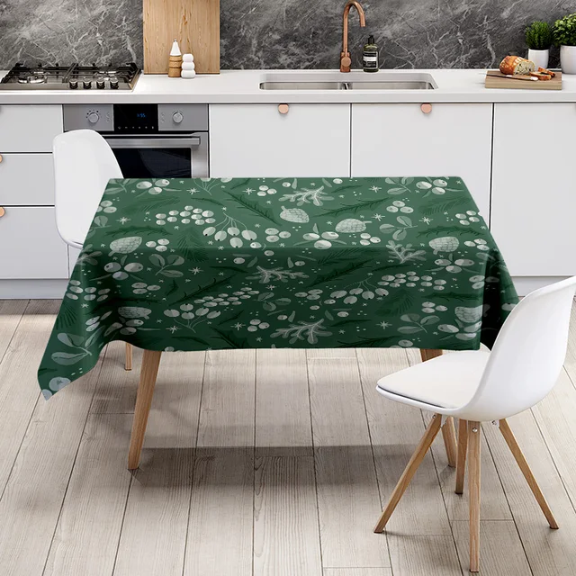 Green Floral Tablecloth Set 6