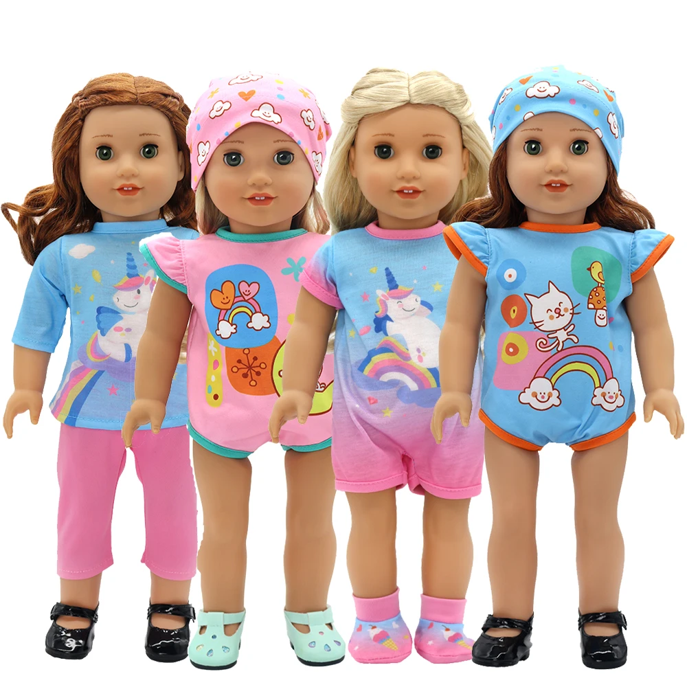 

18 Inch Girls Doll Summer Swim Wear Blue Pink Bikini Reborn Baby Doll Toys Clothes