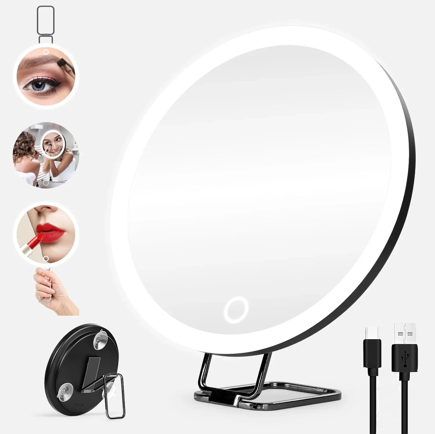 Rechargeable LED Magnifying Makeup Mirror 6 Inch 10x20x30x Zoom Cosmetic Mirror 360&deg; Rotatable Makeup Tool