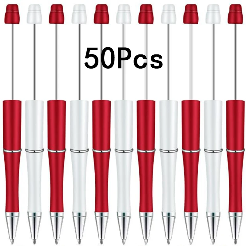 

50Pcs Beadable Pens Bead Ballpoint Pen Black Ink Beaded Pens Multicolor Pen for DIY Kid Student Office School Supplies