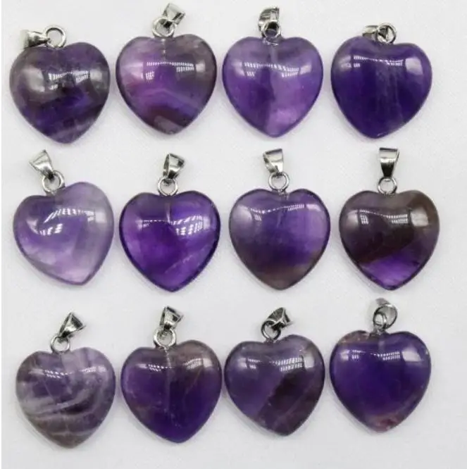 Natural stone 20mm heart Quartz Crystal tiger eye Mix agate stone pendants for Charm DIY jewelry making necklace Accessories12pc Pendant Necklace