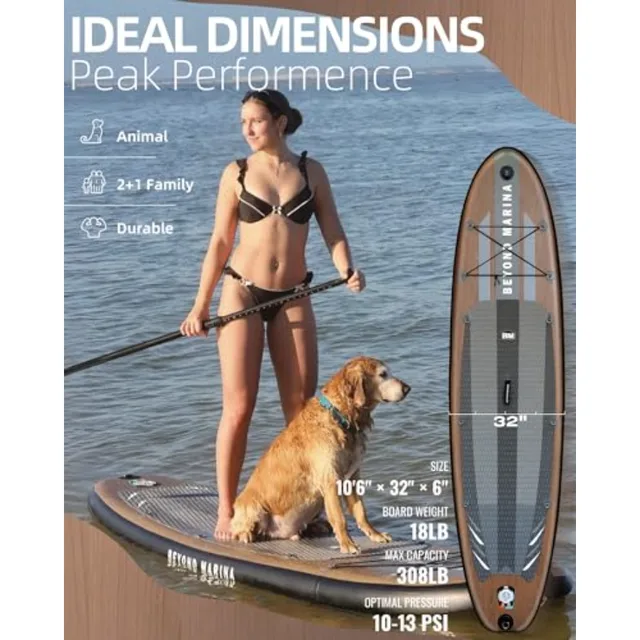 BM Paddle Board Inflatable Stand Up Paddle Board, SUP Paddleboard for Adult, Premium Accessories Non-Slip EVA Deck and Foam Han