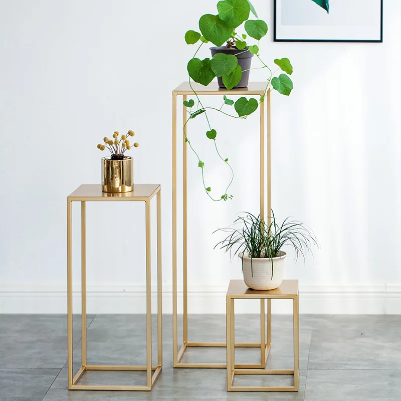 Creative Nordic Iron Flower Rack Indoor Green Plant Flower Pot Rack Living Room Shelf Balcony Simple Floor Style Table